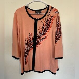 Vintage Bob Mackie Wearable Art cardigan 1X full zip